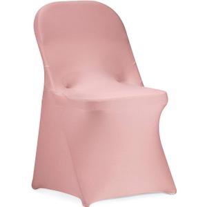 Peomeise Stretch Spandex Folding Chair Cover for Wedding Party Dining Banquet Event (Dusty Pink,12pcs)