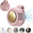 Portable Clip-On Fan, Mini USB Rechargeable 360 Rotatable Fan, 3-Speed Silent Mini Bladeless Fans (Pink and Green)