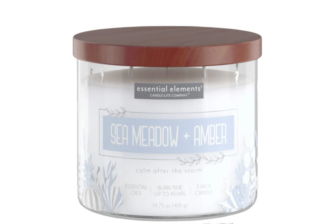 SEA MEADOW & AMBER 3-WICK 14.75OZ JAR CANDLE