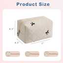 RSRSLEII Small Quilted Cotton Makeup Bag, Aesthetic Cosmetic Bag, Cute Floral Makeup Pouch, Kawaii Trendy Preppy Travel Toiletry Bag for Women and Girls (01 White Bow)