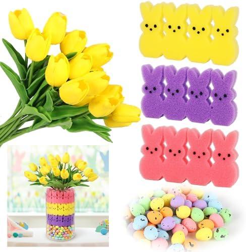 Lettry Tulips Vase Filler Set, Table Centerpiece Decor for Home and Kitchen, Home Décor Table Vase Fillers, Floral Arrangement for Party, Dining Table (Easter, Yellow)