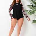 Halcurt Women's Plus Size Long Sleeve Rash Guard Swim Shirt with Thumb Holes UPF50+ Sun Protection Swimsuit Top (Black)