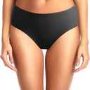 Tempt Me Women Bikini Bottoms Mid Waist Bathing Suit Swimsuit Ruched Swim Bottom (Black, Small)