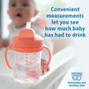 Dr. Brown's Milestones Baby's First Straw Cup, Training Cup with Weighted Straw, 9 oz/270 mL, BPA-free, 6m+, Coral/Olive Green, 2-Pack