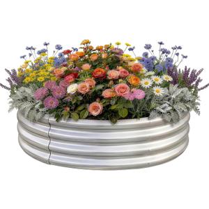 Land Guard 3×3×1ft Galvanized Raised Garden Bed Kit, Round Galvanized Planter Raised Garden Boxes Outdoor, Large Metal Raised Garden Beds for Vegetables, Silver