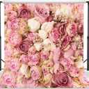 WOLADA Flower Wall Backdrop Pink Floral Photography Backdrop Romantic Roses Background Ideal for Wedding Bridal Shower Valentine's Day Portrait Photo Shoots Feminine Studio Props 10x10FT 9604