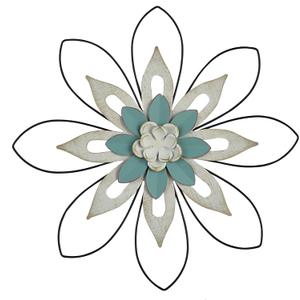 20 inch metal flower wall decor art wood composite wall decor art, metal 3D wall art, farmhouse decoration, bathroom living room, home office, garden, kitchen, multi flower hanging decoration, 20"L x 1.5"W