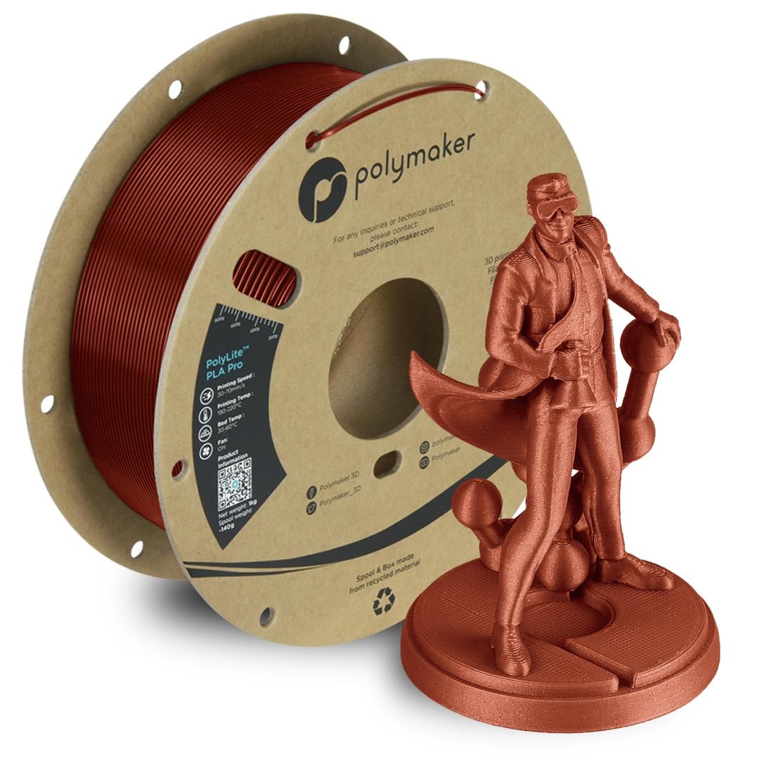 Polymaker PLA PRO Filament 1.75mm 1kg, Tough & High Rigidity Metallic Red 3D Printing Filament, PolyLite PLA PRO High Speed, Print with Most 3D Printers