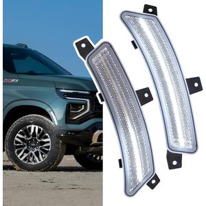 2pcs Yukon LED Side Marker Light Fit 2025-2026+ Chevy Tahoe GMC Yukon XL Suburban Front Bumper Fender Sidemarker Lamp Xenon White Escalade ESV Full LED Turn Signal Light Kit Clear Lens Assembly
