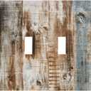 Decorative Light Switch Plate Covers Vintage Old Blue Grey Wood Board 2 Gang Light Switch Cover Plate Unique Double Toggle Wall Plate Outlet Covers Faceplate for Farmhouse Cabin Decor (2 Gang Double Toggle - 4.9 X 5 IN)