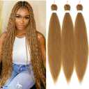 27 Prestretched Braiding Hair 3 Packs 26 Inch Honey Blonde Braiding Hair Professional Synthetic Prestretched Crochet Braids Hair Extension Itch Free Hot Water Setting Yaki Texture(26" 3Packs)