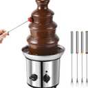 Chocolate Fountain, 4 Tiers Electric Melting Machine Chocolate Fondue Fountain Set with 6pcs Stainless Steel Forks, 4-Pound Capacity for Nacho Cheese, BBQ Sauce, Ranch