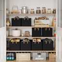 StorageWorks Fabric Storage Bins, Linen Closet Organizers, Black, 2-Pack