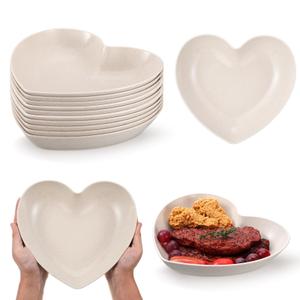 10 Pcs 8.5 Inch Heart Plates Valentine's Day Plates Plastic Heart Shaped Bowls Dessert Appetizer Salad Bowls for Valentine's Day Party Supplies