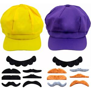 Halloween Funny Cap Costume Hat Super Bros Hat Cosplay Cap Role Play for Unisex Adult 21.1-21.9Inch Purple,Yellow (Purple)