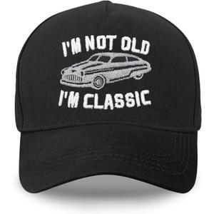 Retirement Hats for Dad, Retirement Gifts for Men, I'm Not Old I'm Classic Embroidered Adjustable Baseball Cap Black
