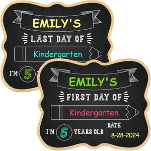 PETCEE First & Last Day of School Chalkboard - 9.5" x 12" Back to School Board Sign Reusable 1st Day of Preschool Kindergarten Photo Props Gifts for Kids Girls Boys