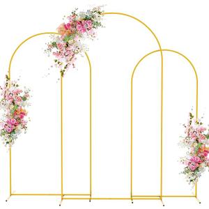 Wokceer Wedding Arch Backdrop Stand 7.2FT, 6.6FT, 6FT Set of 3 Gold Metal Arch Backdrop Stand for Wedding Ceremony Baby Shower Birthday Party Decor