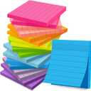 (18 Pads) Lined Sticky Notes 3x3 in Bright Ruled Post Stickies Colorful Super Sticking Power Memo Pads