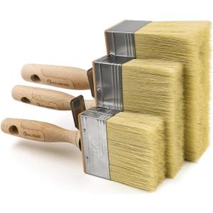 ROLLINGDOG Deck Stain Brush Set - Limewash Brush Wood Handle Large Deck Brush Applicator for Wall, Wood, Fence, Floor Painting (70mm 120mm 150mm)