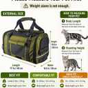 Soft Sided Cat Carrier for Anxious Cats with Privacy Flaps, Airline Approved & Car Seat Safe Pet Carrier for Small Dogs & Cats, 17 x 9.5 x 10.5 in, Reinforced Resin Mesh, Metal Buckles, Green