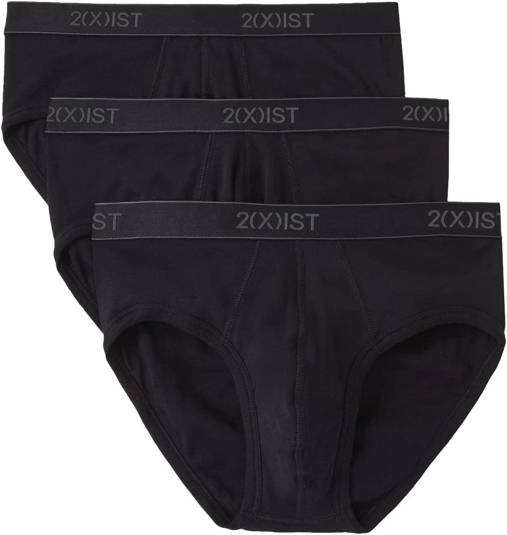 2(X)IST Men's Essential Cotton Contour Pouch Brief 3-Pack (Large, Deep Black)