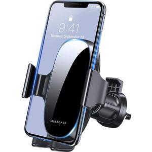 Miracase Upgraded Wider Clamp Phone Holders for Your Car, Metal Hook Air Vent Car Mount [Thick Cases Friendly] Automobile Hands Free Compatible with iPhone 17/16/15/14/13 Series All Smartphone