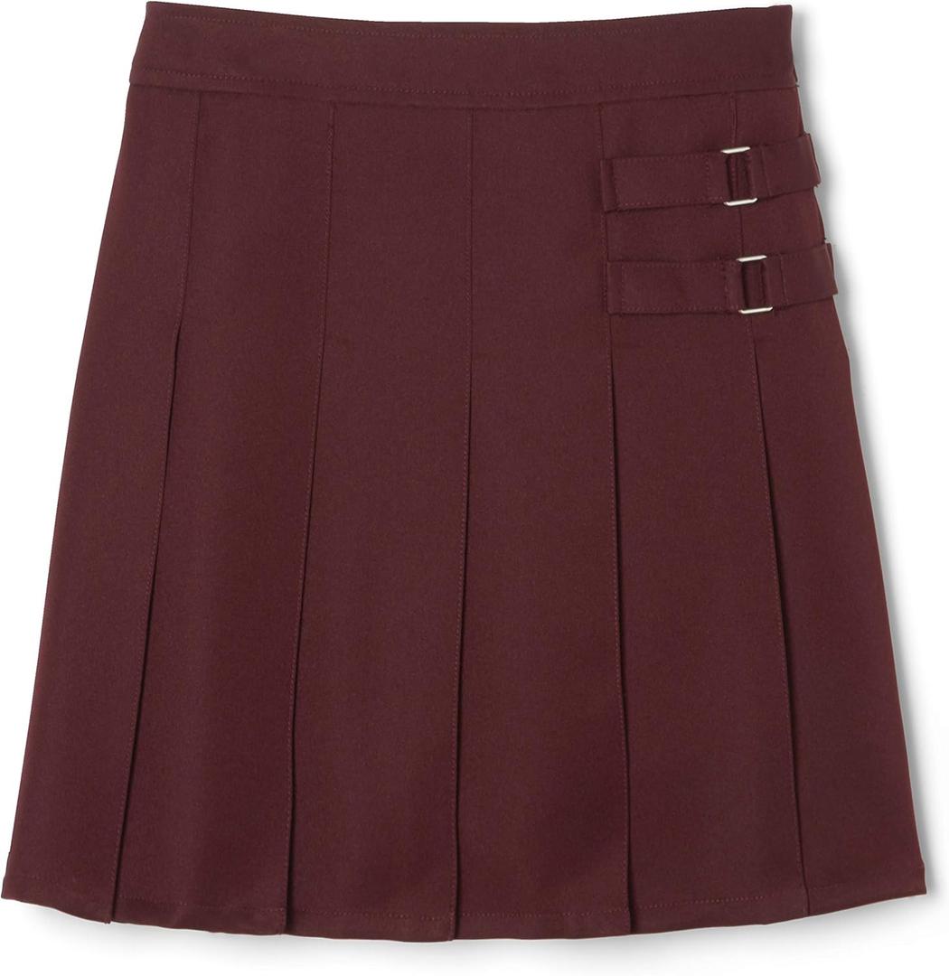 French Toast Girls Adjustable Waist Pleated-Front Two-tab Scooter (20, Burgundy)