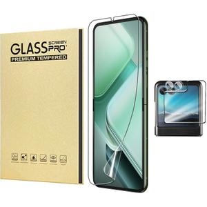 Compatible for Motorola Razr 2024/ Razr 2025Combination 3-piece set High definition water coagulation film [inner screen]+External screen tempered film+Transparent lens film