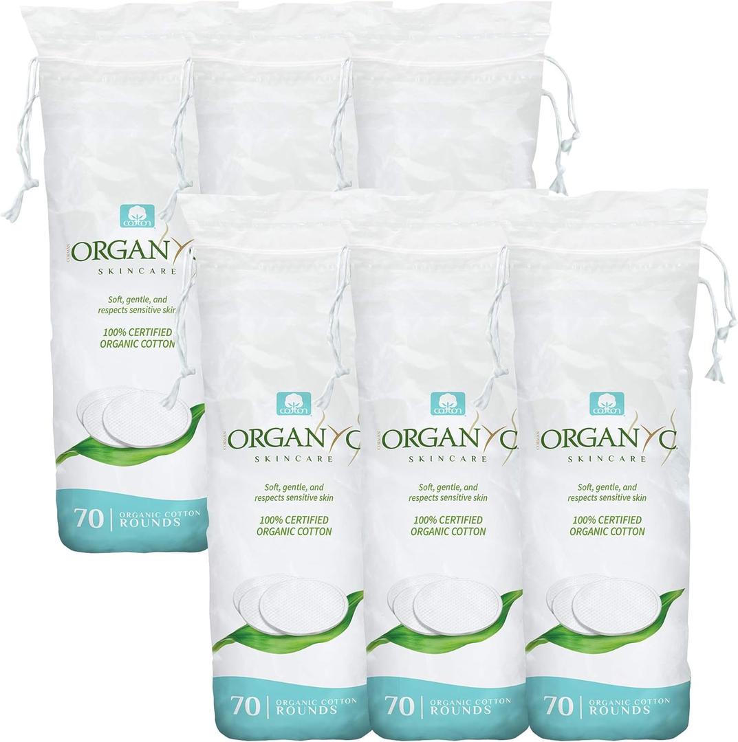 Organyc - 100% Certified Organic Cotton Rounds - Biodegradable Cotton, Chemical Free, for Sensitive Skin (420 Count) - Daily Cosmetics. Beauty and Personal Care
