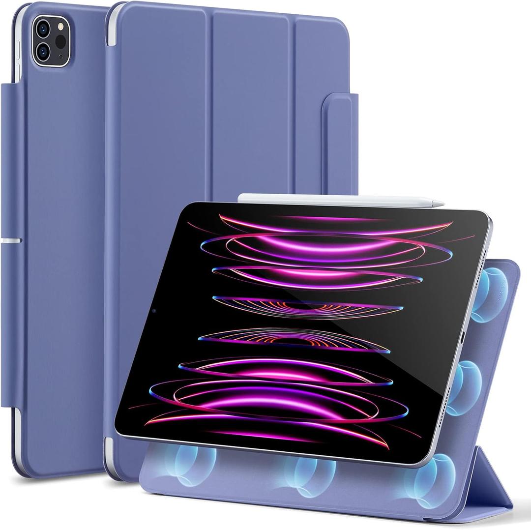 ESR for iPad Pro 12.9 6th/5th/4th Gen, iPad Air 13 Inch Case M3/M2 (2025/2024), Powerful Magnetic Attachment, Slim Trifold Stand Case, Supports Pencil Pro & Pencil (USB-C), Rebound Series, Lavender