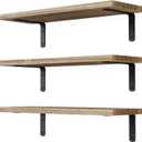 DOLLFIO Floating Shelves, 3 Sets Wall Shelves, Wooden Floating Shelves for Wall Dcor, Wall Mounted Floating Bathroom Shelf for Storage, Floating Book Shelf for Bedroom, Living Room Rustic Brown