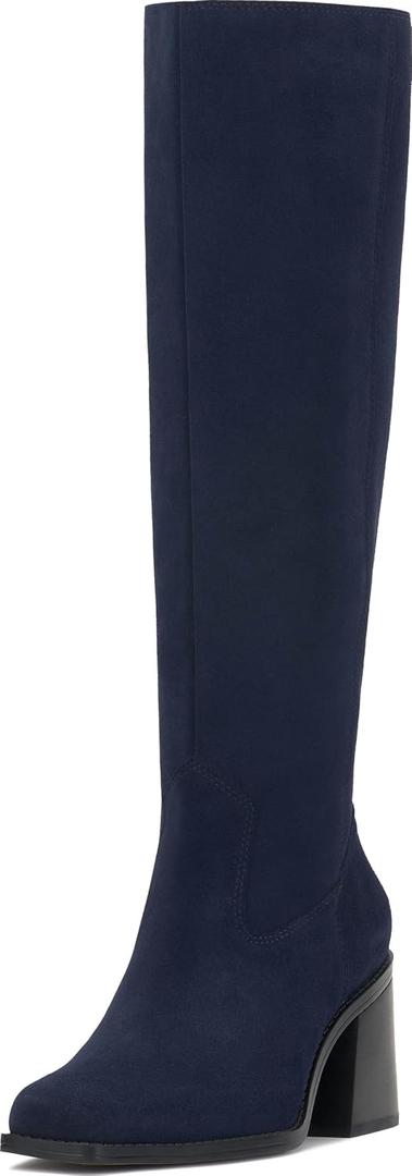Vince Camuto Women's Sangeti Wide Calf Stacked Heel Knee High Boot (Blue) 9.5M