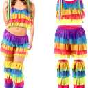 Pinata Halloween Costume for Women Multicolor Headband Leg Warmers Bikini Set for Halloween Cosplay (Medium)