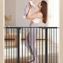 keny 36" Extra Tall Baby Gate for Stairs, 29.7-51.5" Adjustable Width Auto Close Dog Gate for Doorways Hallways, Easy Walk Thru Pet Gate with 21.1" Large Opening Door, Black
