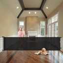 WOMHOM 100 Inch Extra Wide Baby Gates for Large Opening Retractable Indoor Baby Gate for Dogs Puppy Gates for The House 8.3ft Width for Kids Extra Long Retractable Dog Gate for Stairs Outdoor (Black) (100" Wide)