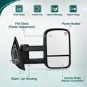 Towing Mirrors, Fit 2007 2008 2009 2010 2011 2012 2013 2014 Chevy Silverado GMC Sierra 1500 2500HD 3500HD(2007 New Body Style ONLY) Power Adjusted Glass Heated Tow Mirror Side Mirror Black