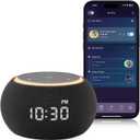 Hotmoon Alarm Clock with Sound Machine for Sleep, Luna Pro Dual-Stage Alarm, 507 Non Looping Sounds, Smart Night Light & Timer, Pink Green Brown White Noise Machine for Sleeping Adult Office Plug in (Medium, Black)