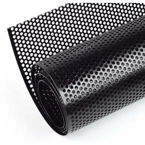AggAuto Universal 40"x13" Car Grill Mesh - Aluminum Alloy Automotive Grille Insert Bumper Perforated Metal Sheet Round Hole 4mm, One of the Most Multifunctional Shape Grids 100x33cm Black
