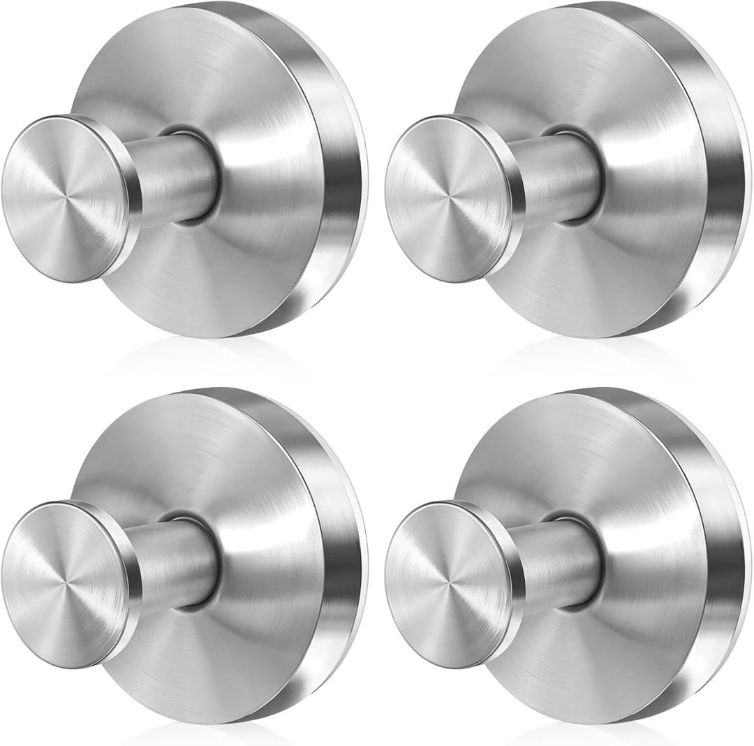 Dntorx Vacuum Suction Cup Hooks, 4 Pack Stainless Steel Suction Hooks for Shower Bathroom Towel Hooks Shower Hooks Holders Shower Hooks Hanging Towels, Loofah, Robe, Coat(Silver)