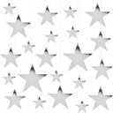 TIESOME 24PCS Silver Star Garland Banner Decorations, Bright Silver Paper Garland Hanging Decorations Bulletin Board Decors for Wall Party Night