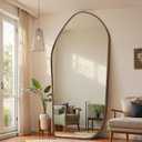 Antok Full Length Mirror, Oversized Floor Mirror with Solid Wood Frame, Large Standing Mirror Floor Length Mirrors for Bedroom Living Room, Wood Art Style, Dark Walnut, 86" L x 40" W