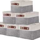 DECOMOMO Small Storage Basket, Closet Storage Bins, Baskets for Organizing Shelves (Grey & White, Small - 6 Pack)