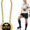 Greatest of All Time Turnover Chain - 6" Big Gold Awards Medal Goat Trophy Necklace Champion Chain for Football Fantasy Basketball Soccer Sports Achievements MVP Turnover Chain Athlete Prize Gifts