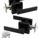 JO.KO Entry Door Lock Set, Square Door Lever for Bedroom, Passage Door Privacy Locking Interior/Exterior Entry Door Knob/Heavy Duty