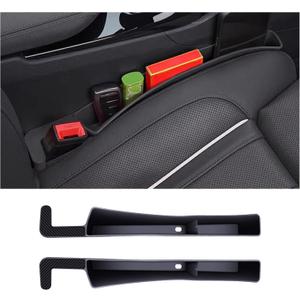 2PCS Car Seat Gap Filler, Automotive Seat Organizer Fill The Gap Between Seat and Console, Universal Car Storage Box Inserts Fill The Gap Between Seat &Console for Coins Wallets Keys (Black)