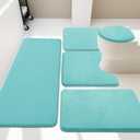 YIHOUSE Bathroom Rug Set 5 Piece, Memory Foam Bath Mat Set, Super Absorbent Bath Mats for Floor - Non-Slip & Washable Bathroom Rugs - Dry Quickly Bath Rugs, Teal