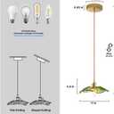 Kulukulu Retro Style Pendant Light, Mid Century Smoked Glass Ceiling Hanging Lamp, Vintage Hand Blown Fixture for Bedroom Dining Room, Kitchen Island - Flower, Green, Large, 2 Pack