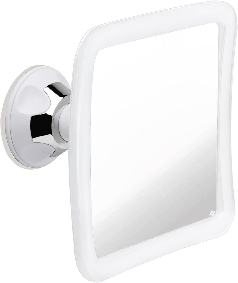 MIRRORVANA Fogless Shower Mirror with 360 Suction Cup - Anti Fog & Mist Free Shatterproof Shaving Mirror for Bathroom - 16cm x 16cm (Pure White)