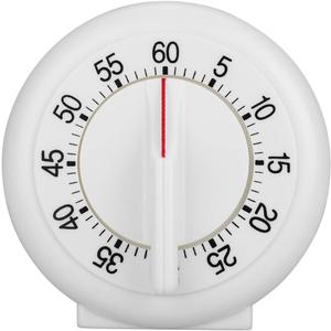 Kitchen Timer Manual, 60 Minutes Round Shape Timer Cooking Ring Mechanical Counter Alarm Clock Wind Up Timers Home Egg Baking Steaming Visual Countdown Teacher Exercising Meeting White